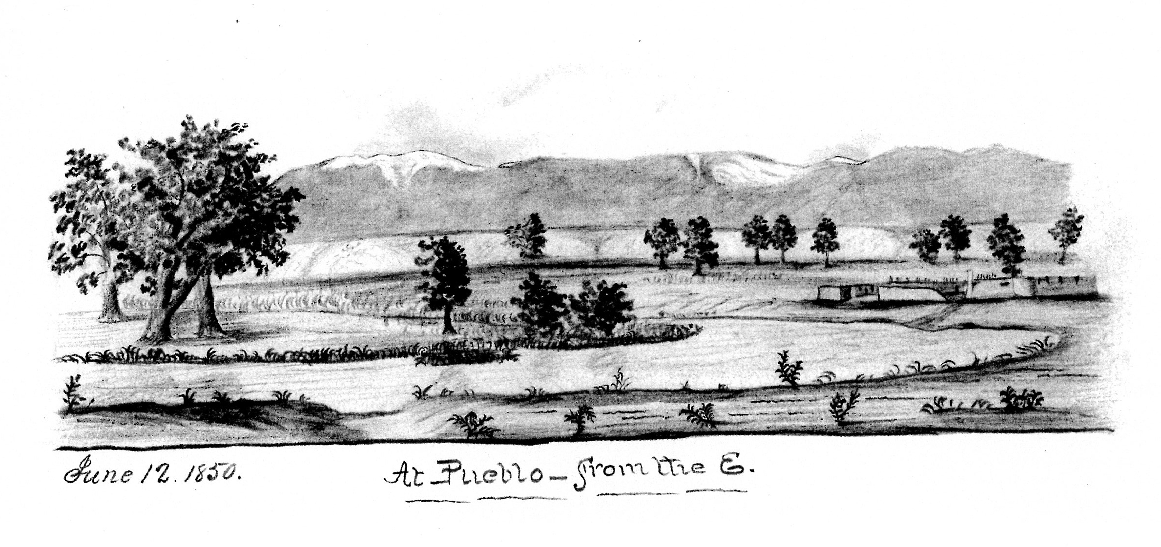 sketch of El Pueblo 1850