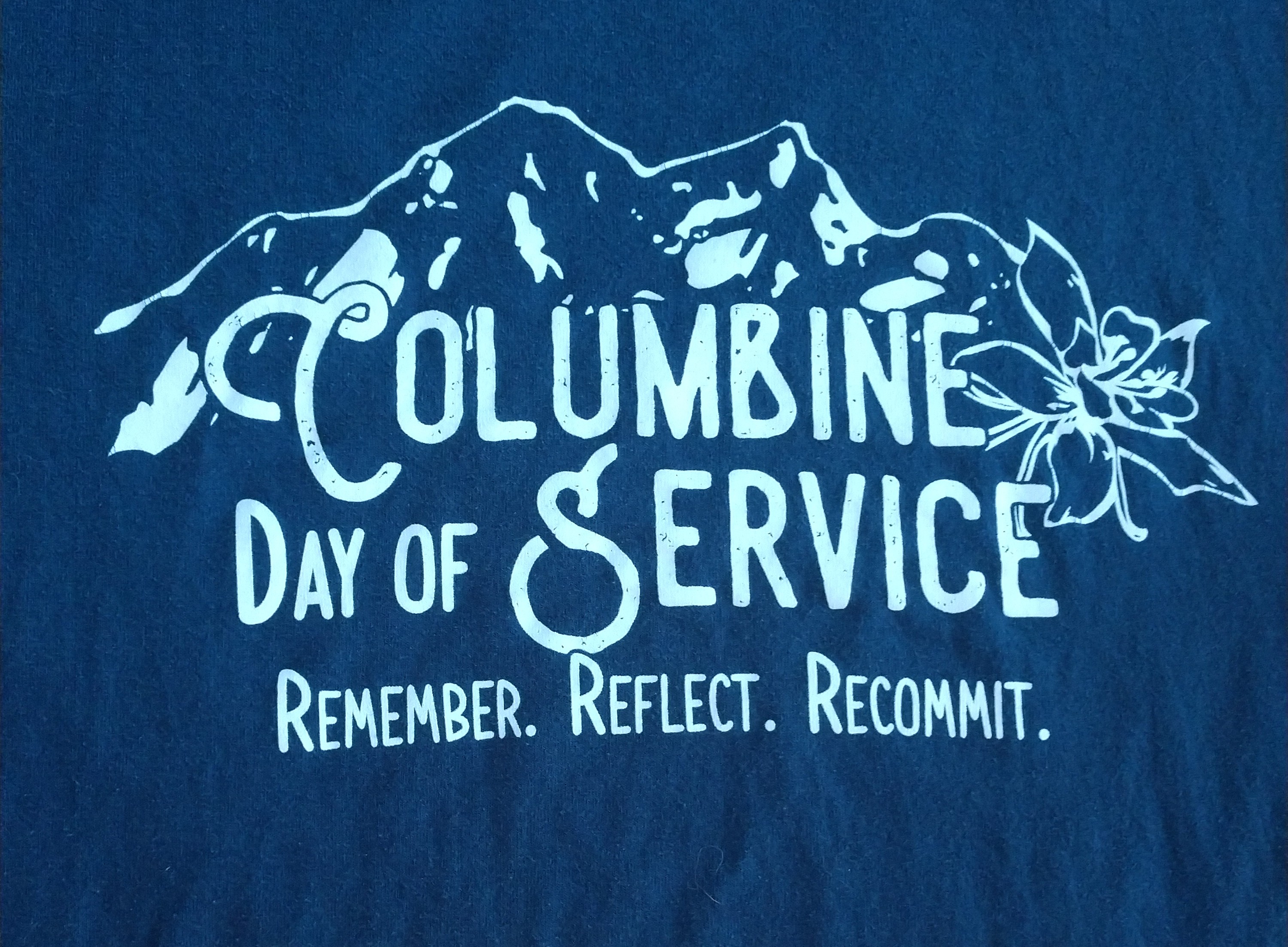 The 2019 Columbine Day of Service logo design, including the motto “Remember. Reflect. Recommit.”