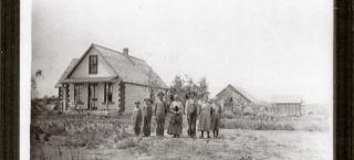 Sleepy Hollow house, 1912, with farm family.