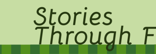 Stories Through Food written on a green checkered background.