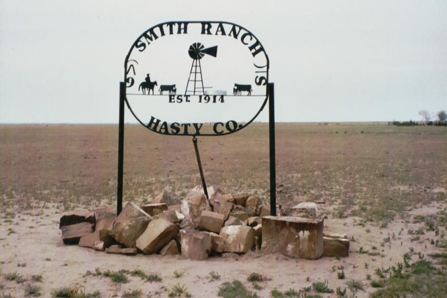 Smith Ranch sign, established 1914.