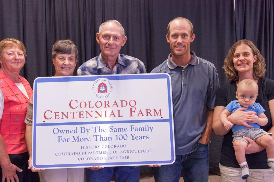 Multiple generations of the Kochis Farm family at the Centennial Farm awards.