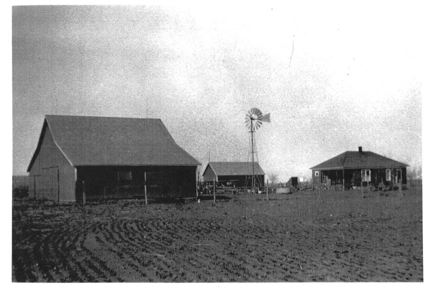 Historic view of some of the Olsen Farm buildings.