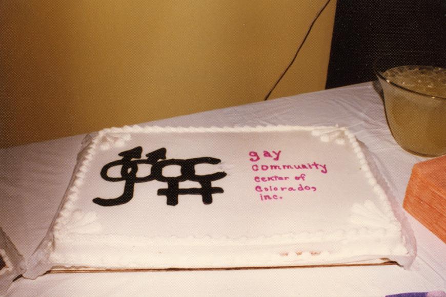 Gay and Lesbian Community Center of Colorado Collection photo of cake with GLCC logo