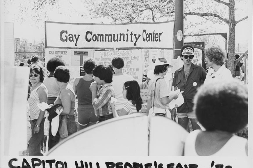 Gay and Lesbian Community Center of Colorado Collection photo of GLCC's booth at the 1979's Capitol Hill People's Fair