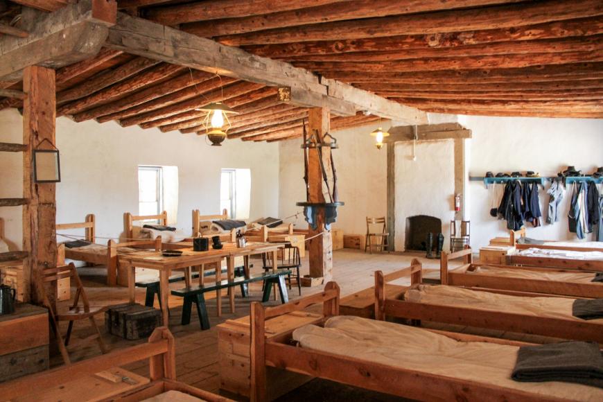 Interior of barracks at Fort Garland Museum.